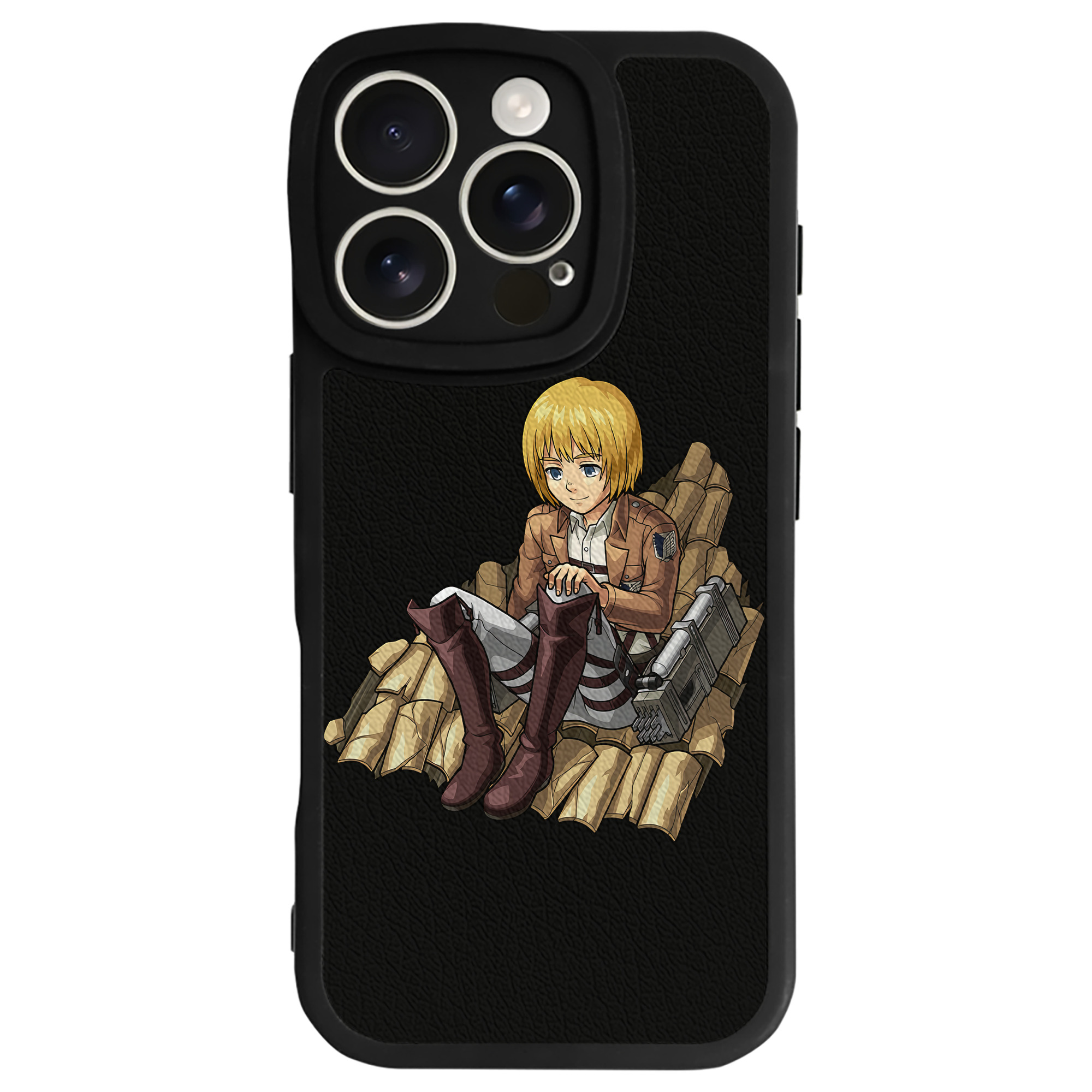 （画像用） 進撃の巨人 アルミン·アルレルト Attack on Titan Armin Arlert 【iPhone 16シリーズ対応】シリコンスマホケース（レザー調） 材質：シリコン